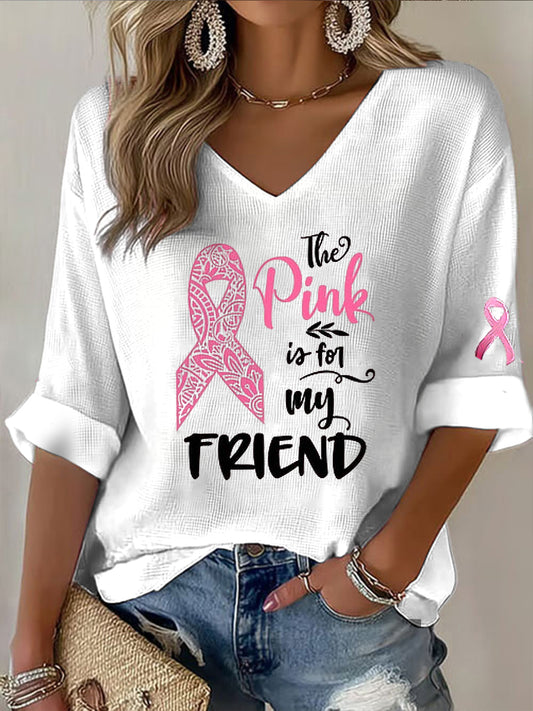 Жените реколта рак на гърдата панделка v-neck top