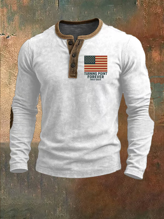 Мъжки свобода американско знаме печат случайни henley