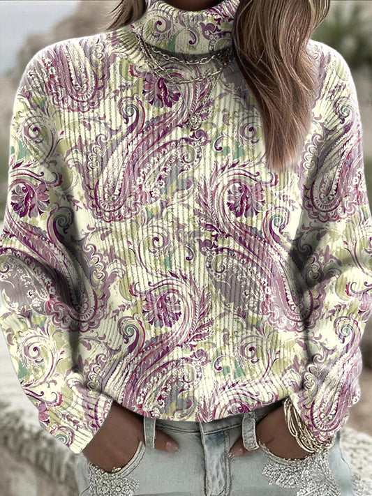 Дамски елегантен paisley случайни джъмпер