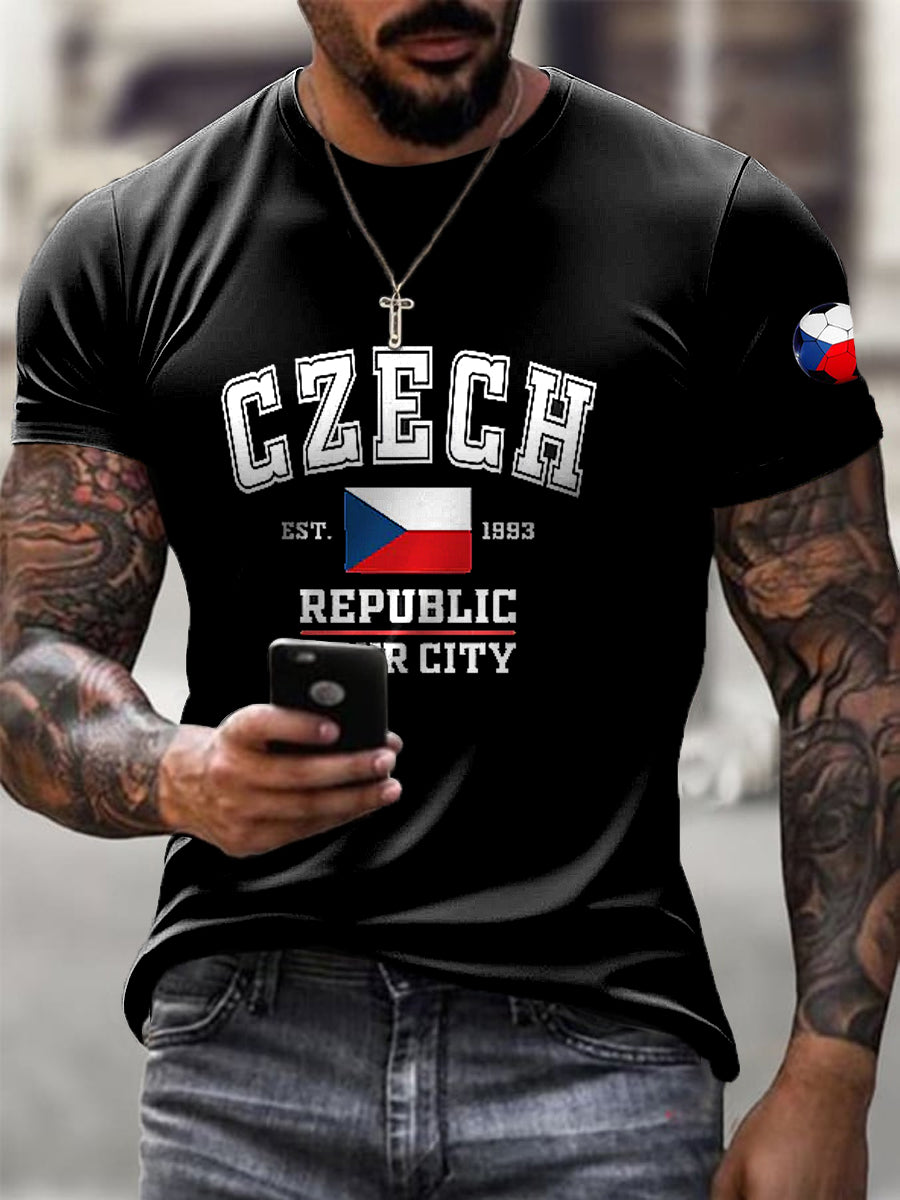 Мъжки ретро флаг футбол печат случайни тениска