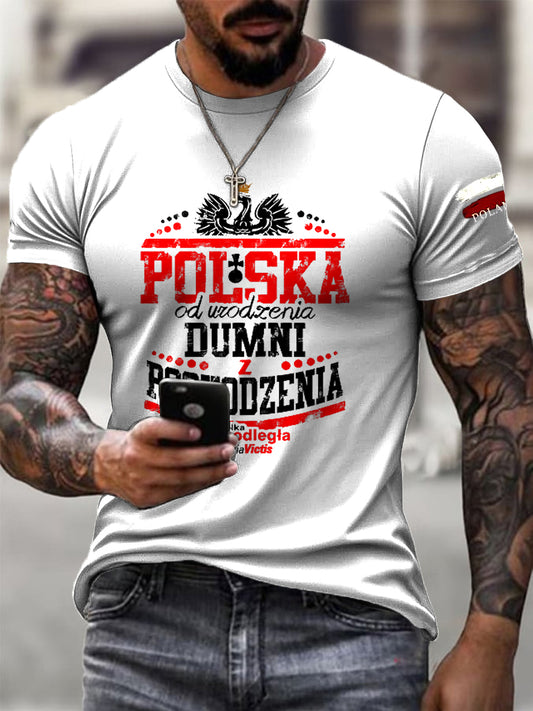 Мъжки ретро патриот гордост печат случайни тениска