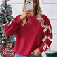 Жените реколта коледа червен лък случайни пуловер