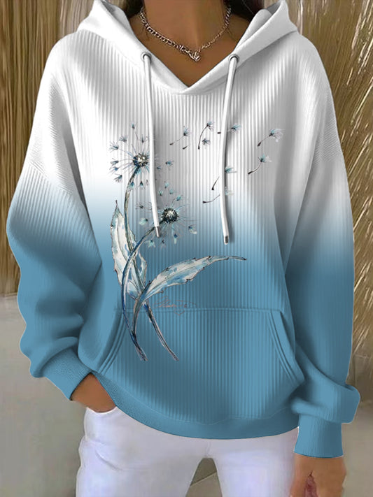 Жените прясно синьо глухарче градиент hoodie