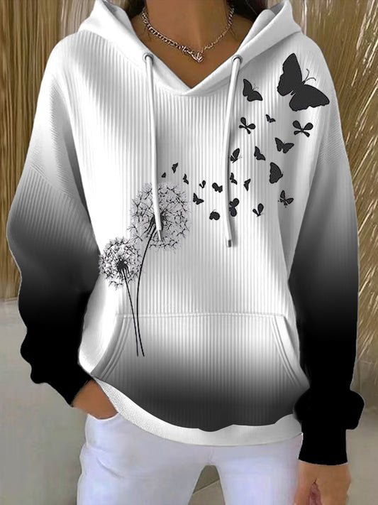 Дамски артистични глухарче & пеперуда градиент hoodie