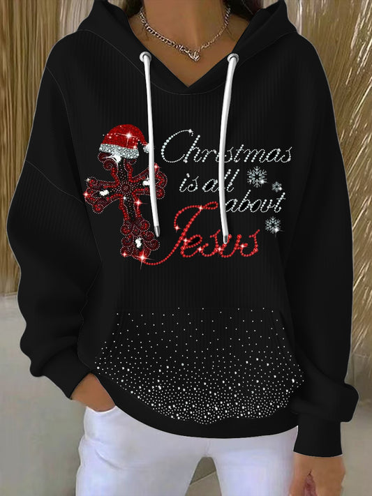 Жените блестящи "коледа е всичко за исус" hoodie