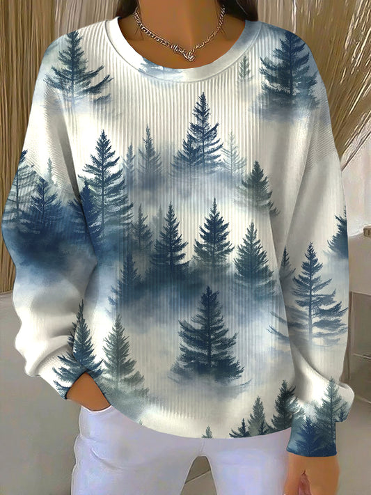 Жените реколта горски печат crewneck суитчър