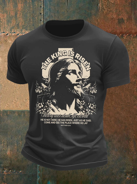 Мъжки бог и флорален печат тениска с къс ръкав