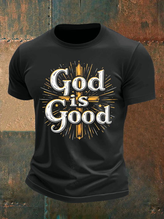 Мъжки бог отпечатани с къс ръкав тениска