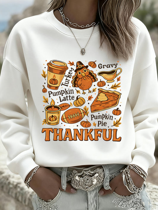 Жените благодарност изкуство случайни екипаж врат суитчър top