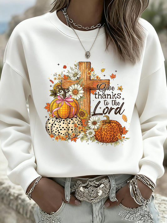 Жените благодарност изкуство случайни екипаж врат суитчър top