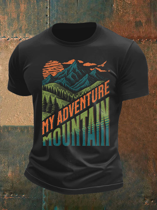 Мъжки залез диапазон печат къс ръкав тениска