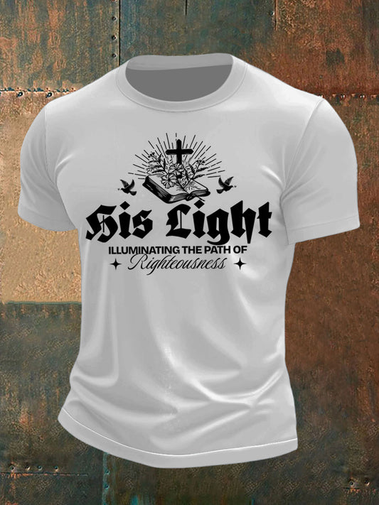 Мъжки кръст книга печат кратък ръкав тениска