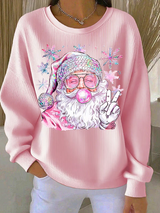 Жените ретро коледа изкуство печат случайни суитчър