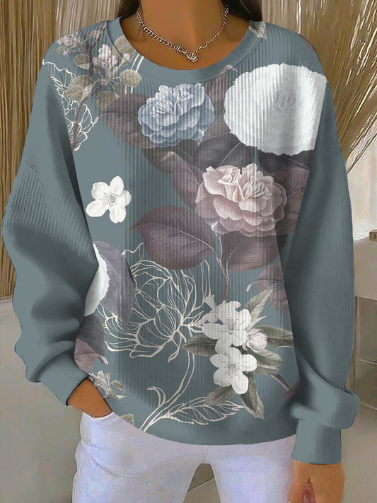 Дамска елегантна синя цветна суитчър