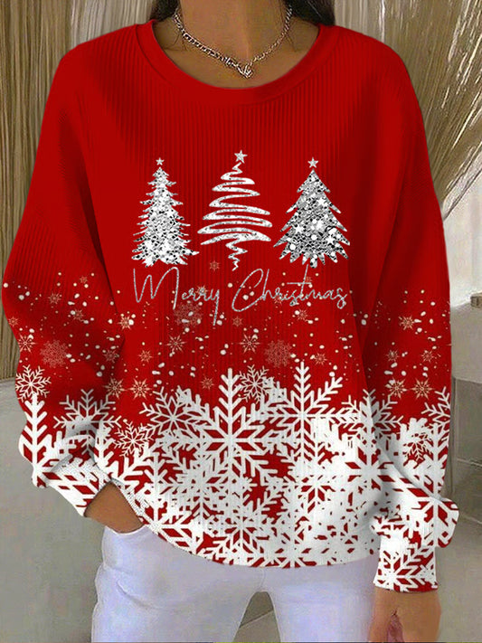 Жените ретро коледа изкуство печат случайни суитчър