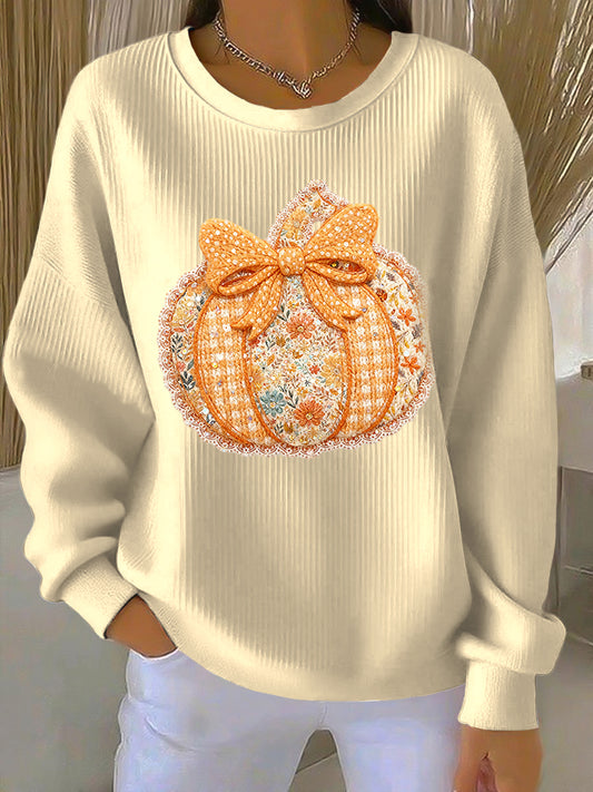 Женските благодарност тиква лък случайни екипаж врата пуловер