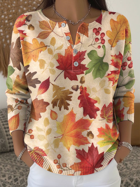 Жените благодарност цветни клен лист изкуство v-врата отгоре