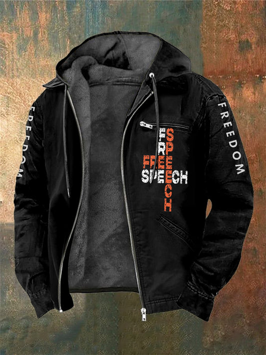 Мъжки чарли кърк свобода отпечатани дълги ръкави с качулка яке