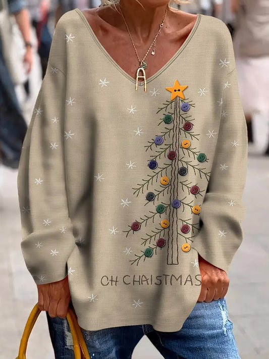 Жените реколта коледа изкуство печат уютен плетен отгоре