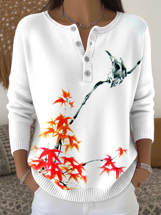 Жените цветен бял henley врата пуловер