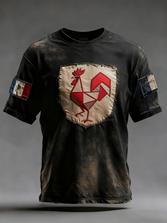 Мъжки реколта френски флаг ricard затруднени случайни тениска