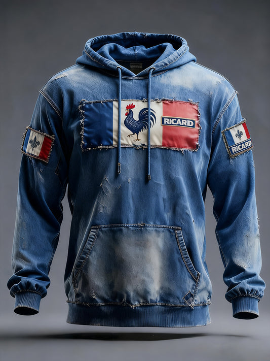 Мъжки френски флаг ricard случайни качулка
