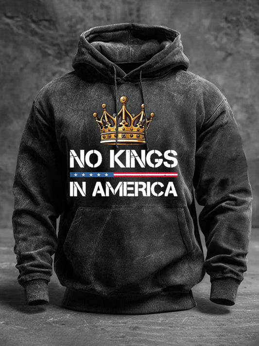 Men's no kings in america print hoodie