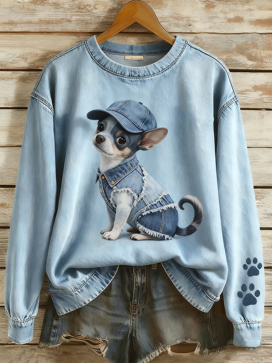 Жените реколта изкуство животински печат уютен плетен пуловер