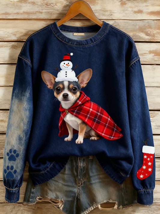 Жените реколта изкуство животински печат уютен плетен пуловер