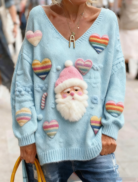 Жените реколта коледа изкуство печат уютен плетен отгоре