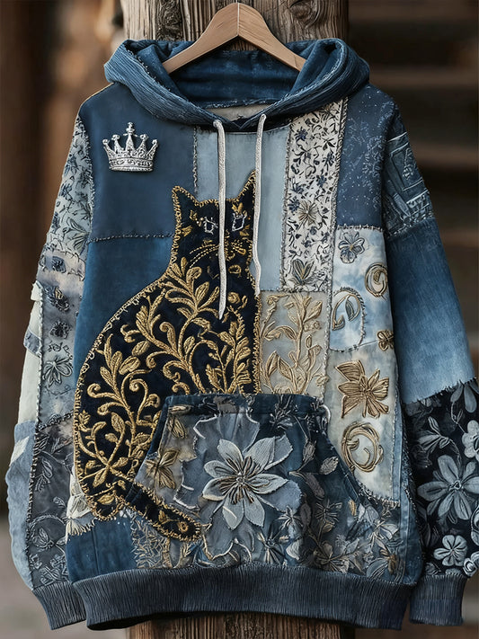 Унисекс животински изкуство печат случайни реколта качулка