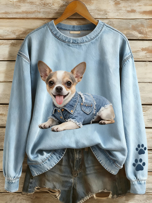 Жените реколта изкуство животински печат комфорт плетен отгоре