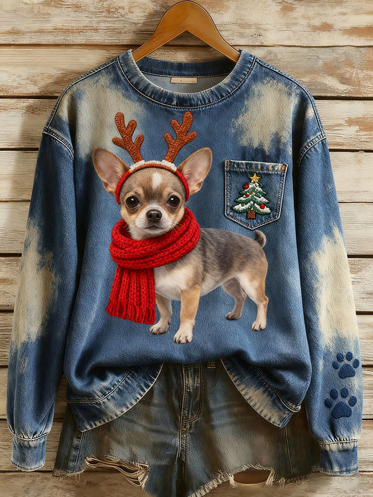 Жените реколта изкуство животински печат комфорт плетен отгоре