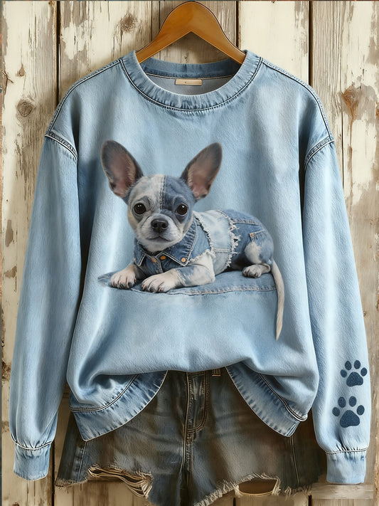 Жените реколта изкуство животински печат комфорт плетен отгоре