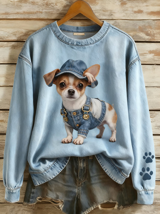 Жените реколта изкуство животински печат комфорт плетен отгоре