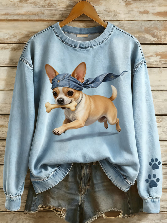 Жените реколта изкуство животински печат комфорт плетен отгоре