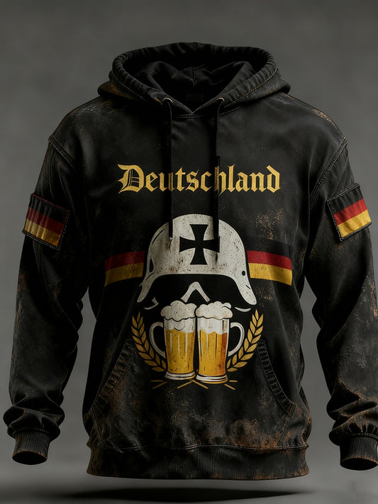 Мъжки реколта немски флаг изкуство печат hoodie
