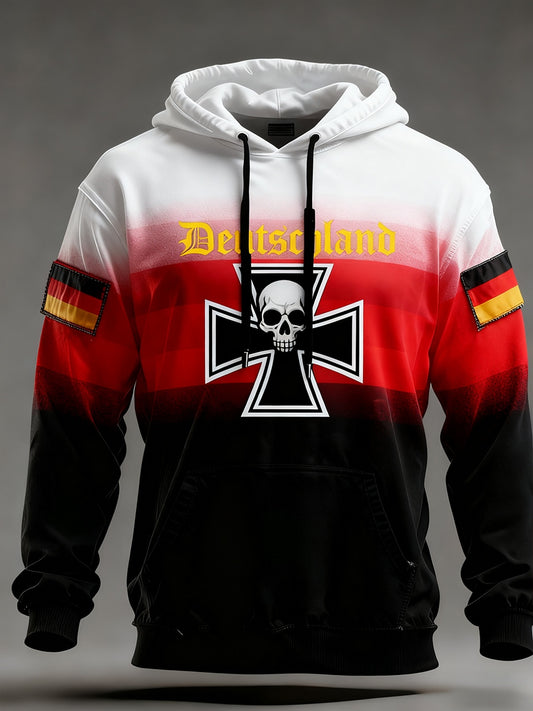 Мъжки реколта немски флаг изкуство печат hoodie