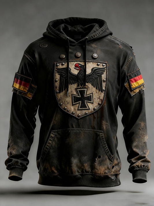 Мъжки реколта немски флаг изкуство печат hoodie