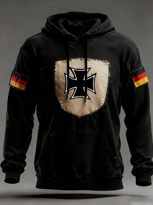 Мъжки реколта немски флаг изкуство печат hoodie