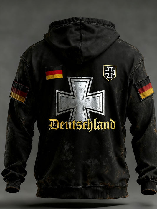 Мъжки реколта немски флаг изкуство печат hoodie