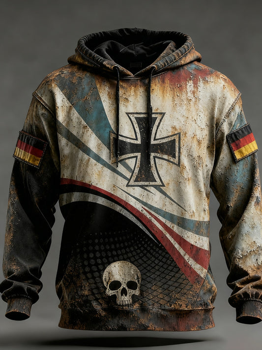 Мъжки реколта немски флаг изкуство печат hoodie