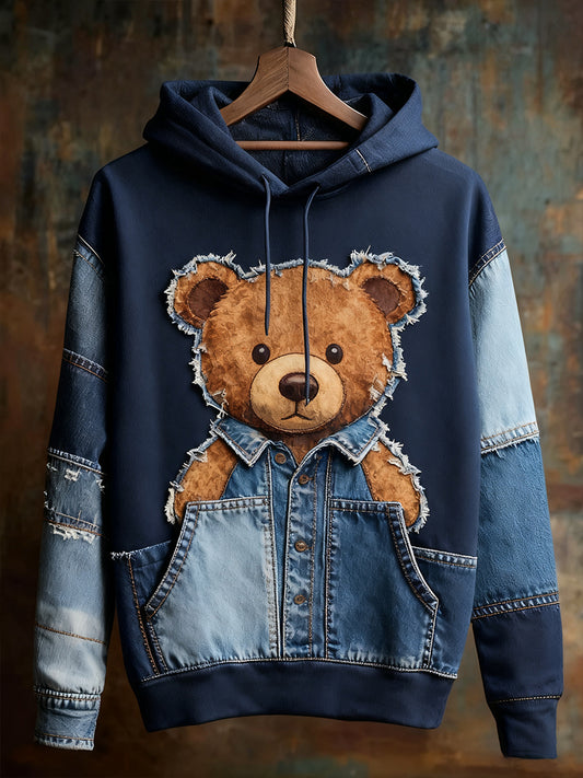 Унисекс животински изкуство печат случайни реколта качулка