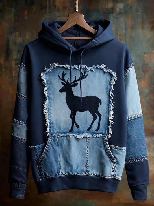 Унисекс животински изкуство печат случайни реколта качулка