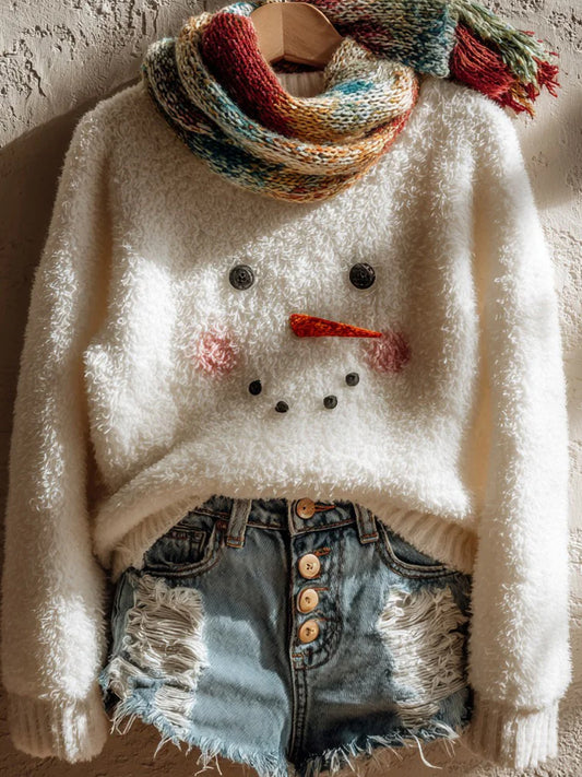 Жените реколта коледа изкуство печат удобни случайни пуловер