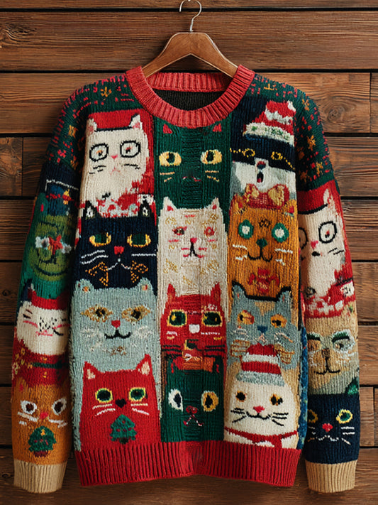 Жените реколта коледа изкуство печат удобни случайни пуловер