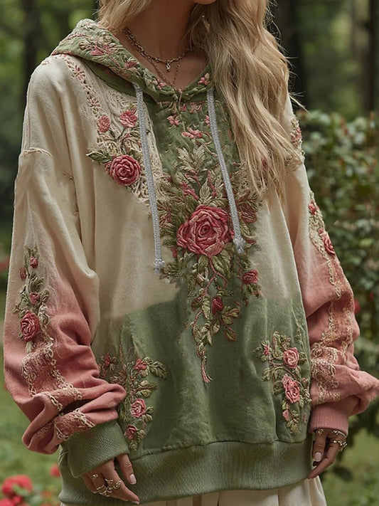 Жените реколта бохемски пачуърк флорални случайни качулка