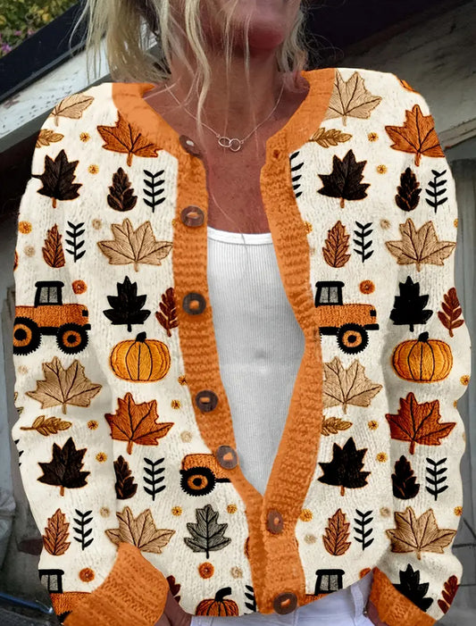 Жените реколта есен изкуство печат удобен пуловер жар