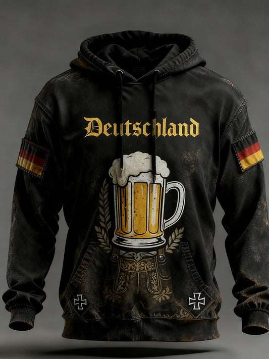 Мъжки реколта немски флаг изкуство печат hoodie