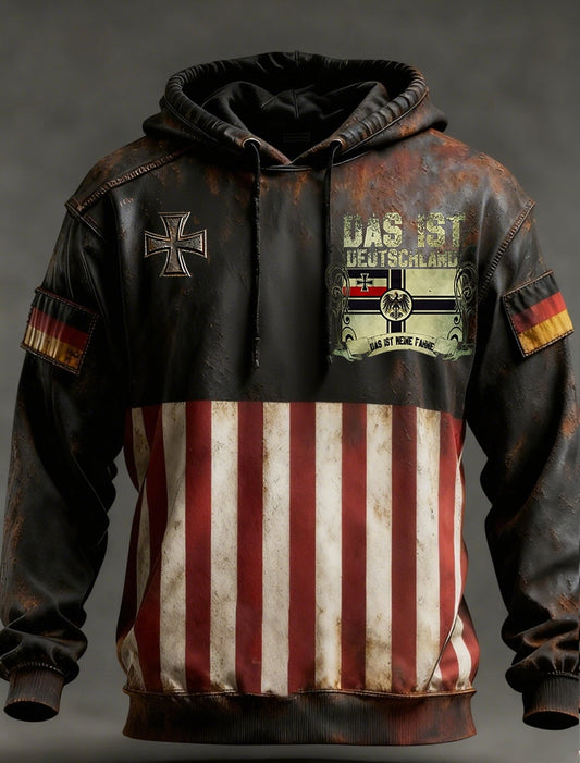 Мъжки реколта немски флаг изкуство печат hoodie